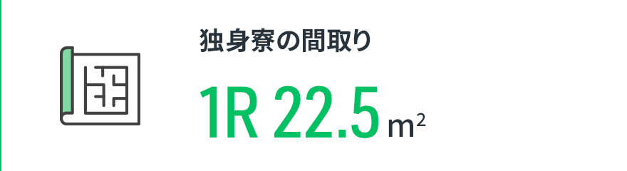 【独身寮の間取り】1R 22.5m2