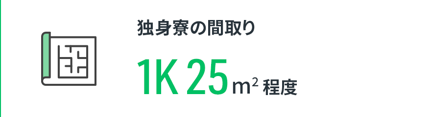 【独身寮の間取り】1K 25m2程度
