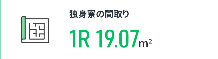 【独身寮の間取り】1R 19.07m2