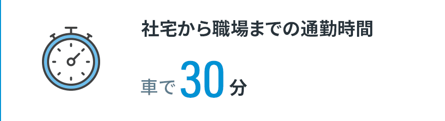 【社宅から職場までの通勤時間（平均）】車で30分